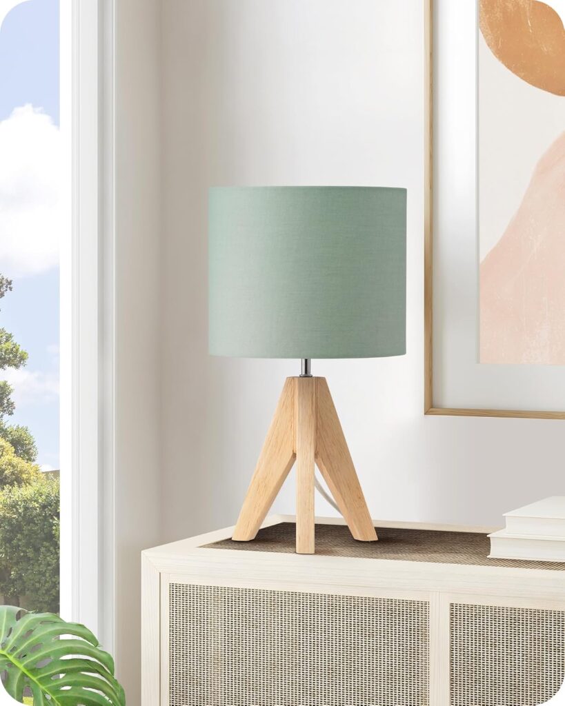 EDISHINE Lampada da Comodino in Legno con Treppiede